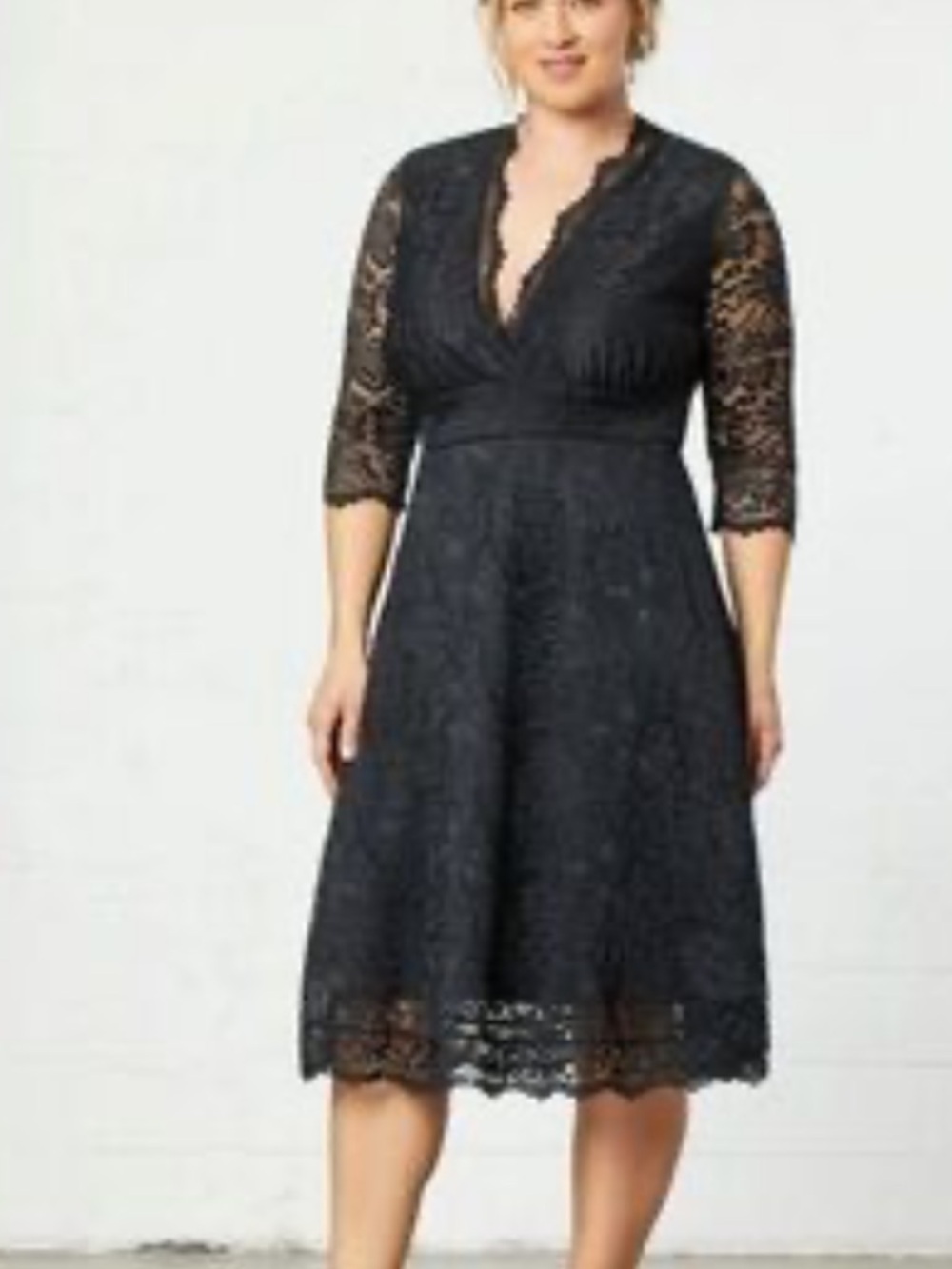 Kiyonna Black Lace Midi Dress